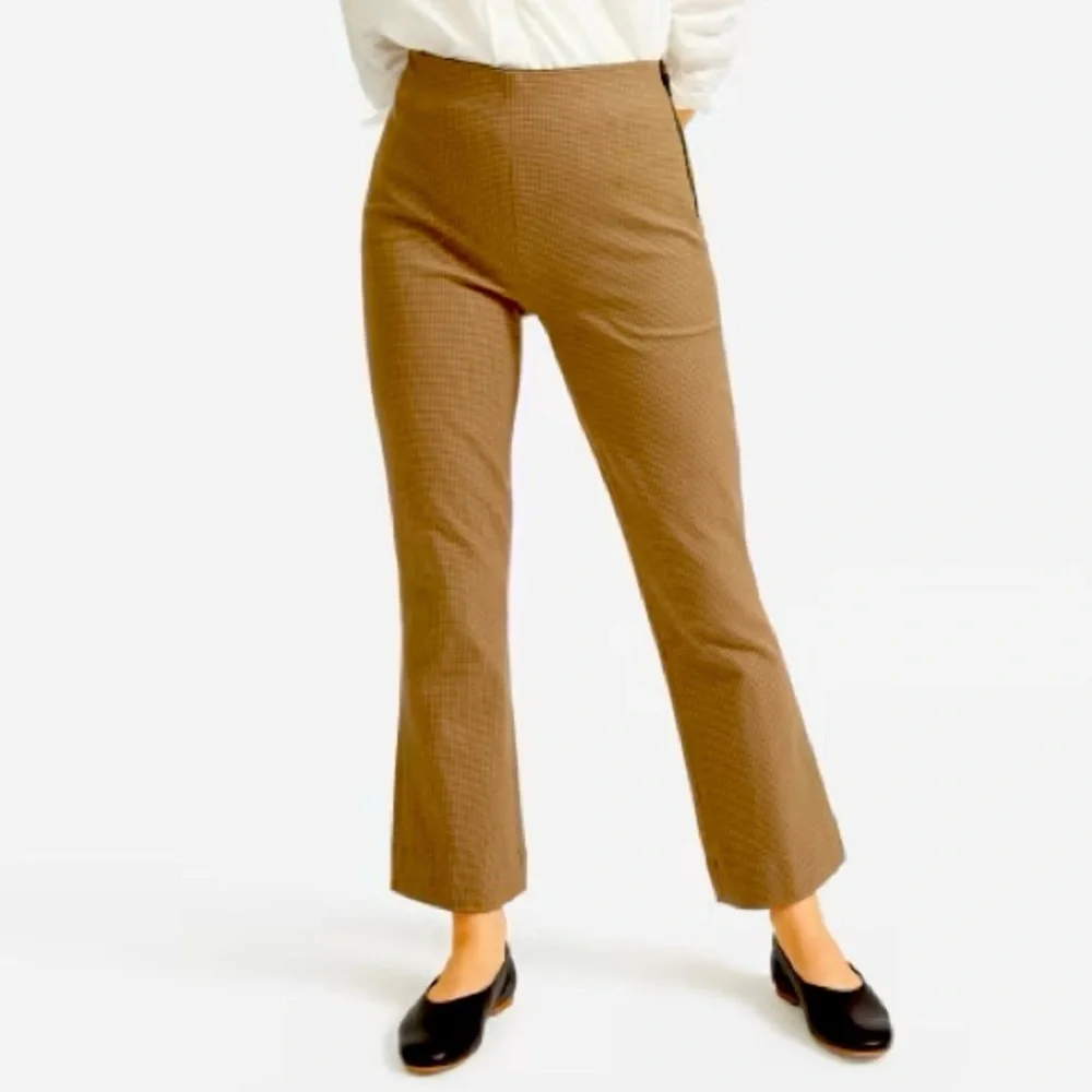 Everlane Kick Crop Work Pant Size 4 Retro Brown Houndstooth Ponte Stretch